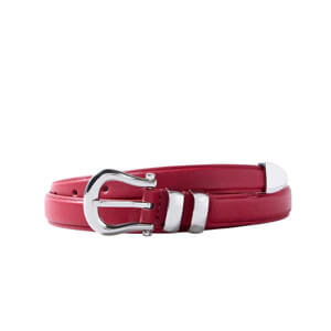 Mint Velvet Red Leather Slim Belt